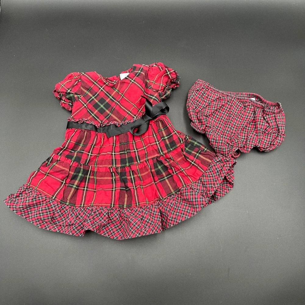American Living Baby Girls Dress &‎ Bloomer Set Plaid 6M 